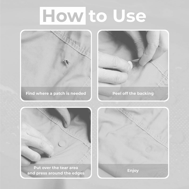 aZengear Repair Patches for Down Jackets, Puffer Coats, Waterproof, Self-Adhesive, Pre-Cut, Tear-Cold-Heat-Resistant Nylon Polyester Fabric, Fix Air Mattress, Inflatables, Tents (11 Pcs, Stone White) - Image 2